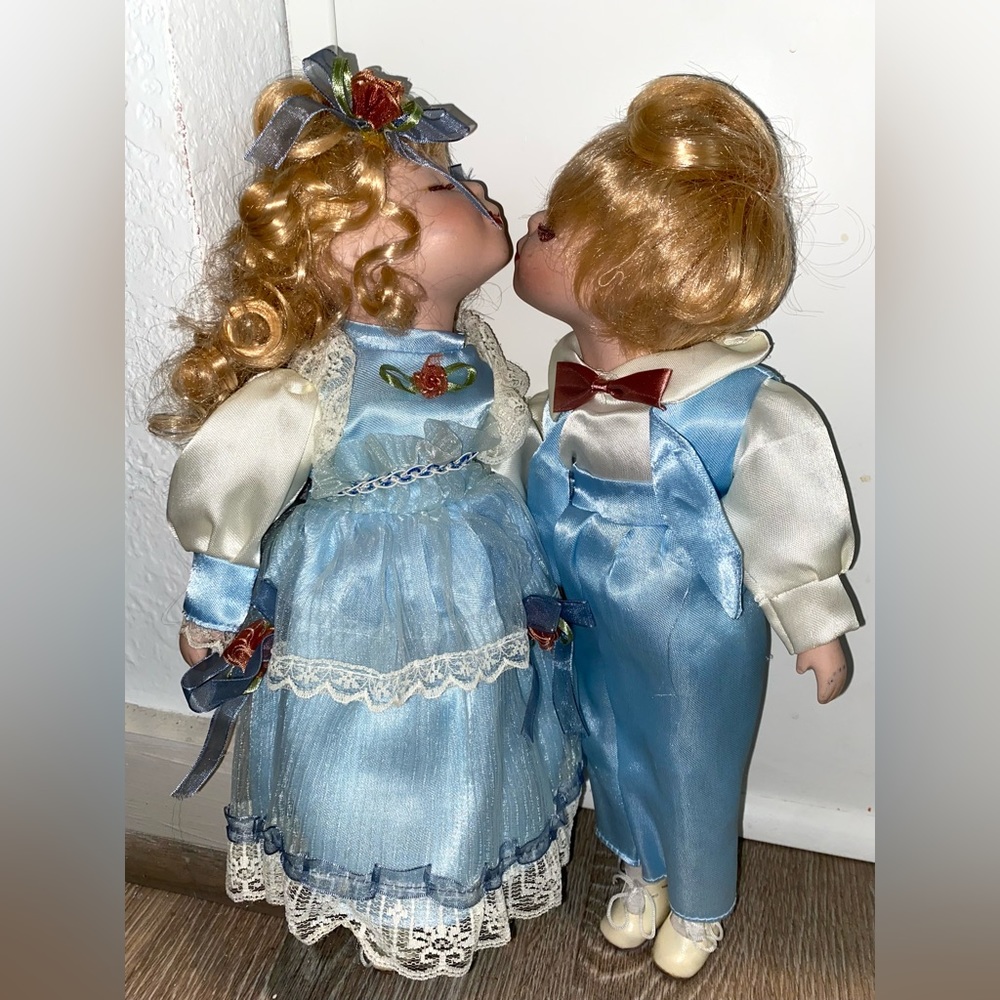 Two Porcelain Kissing dolls